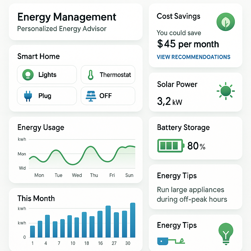 Personalized Energy Advisor Screenshot 1: Main Dashboard